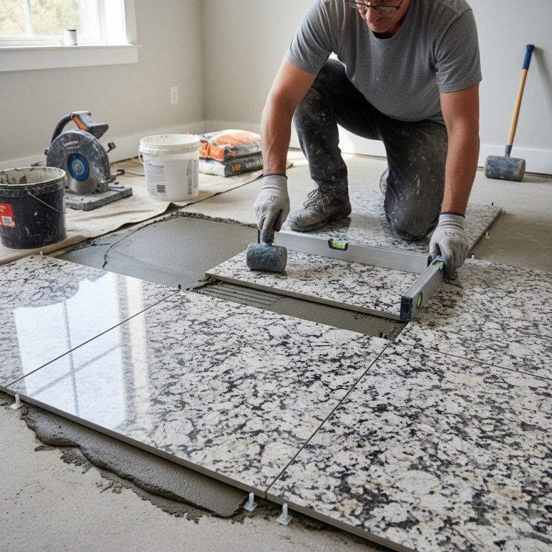 White Marble Tile Installation in Olathe, KS
